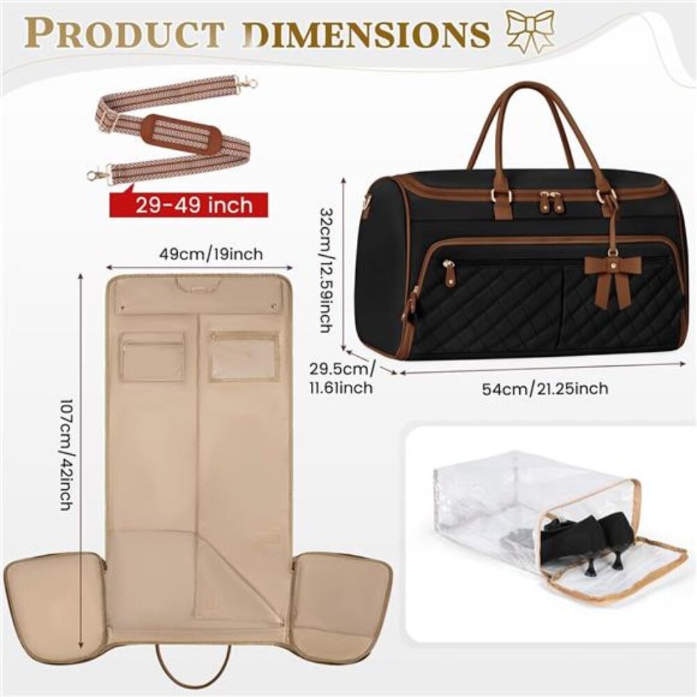 Women's Travel Bag Convertible Garment Duffle Bag - Picture 2 of 6